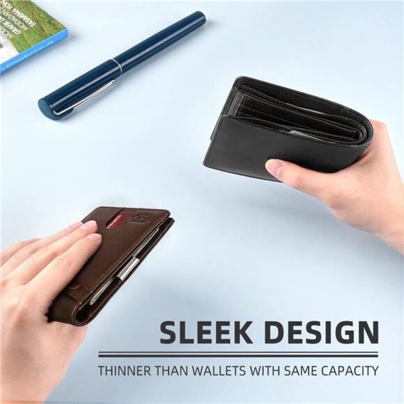 Slim Wallet for Men Gifts 12 Card Slots ID Window With Money Clip - Picture 3 of 6